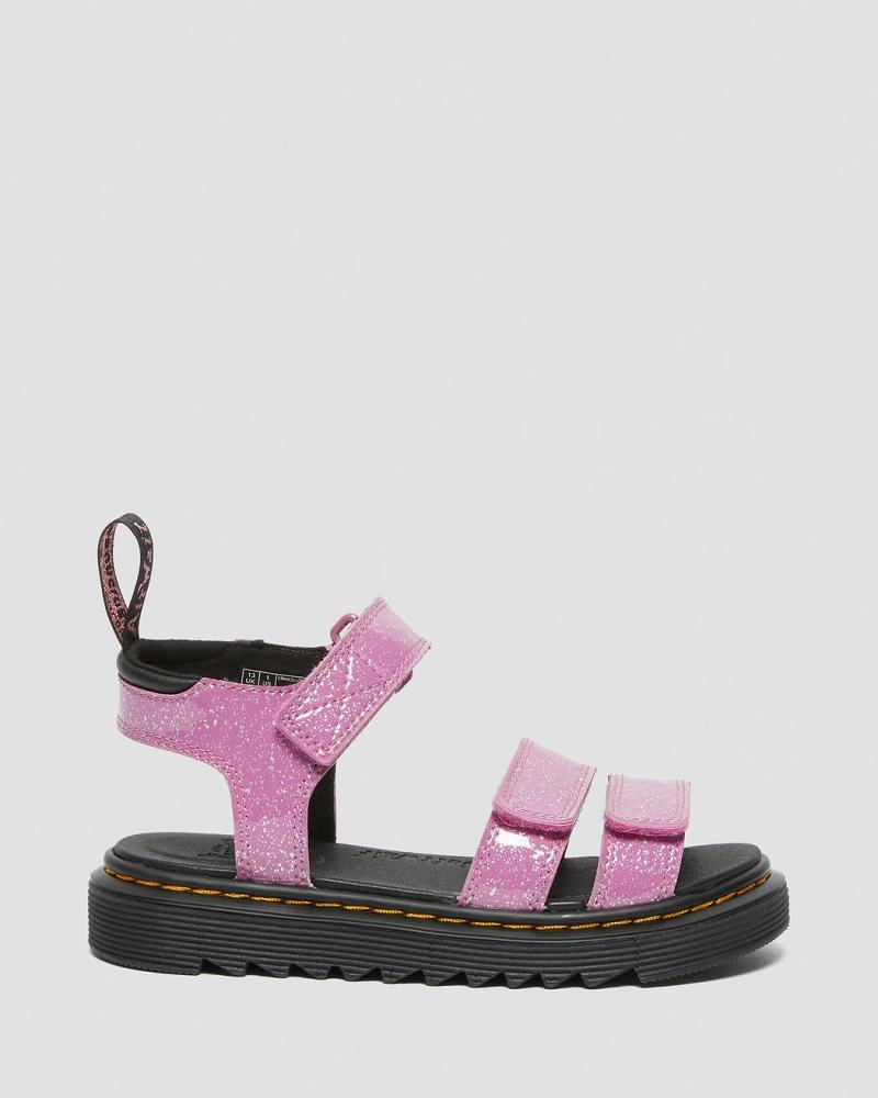 Pink Kids' Dr Martens Junior Klaire Glitter Sandals | CA 717BEX